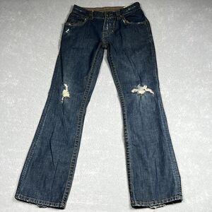 VTG Stitch's Jeans Mens Size 31 Tailored Distressed Twisted Hems Denim Pockets